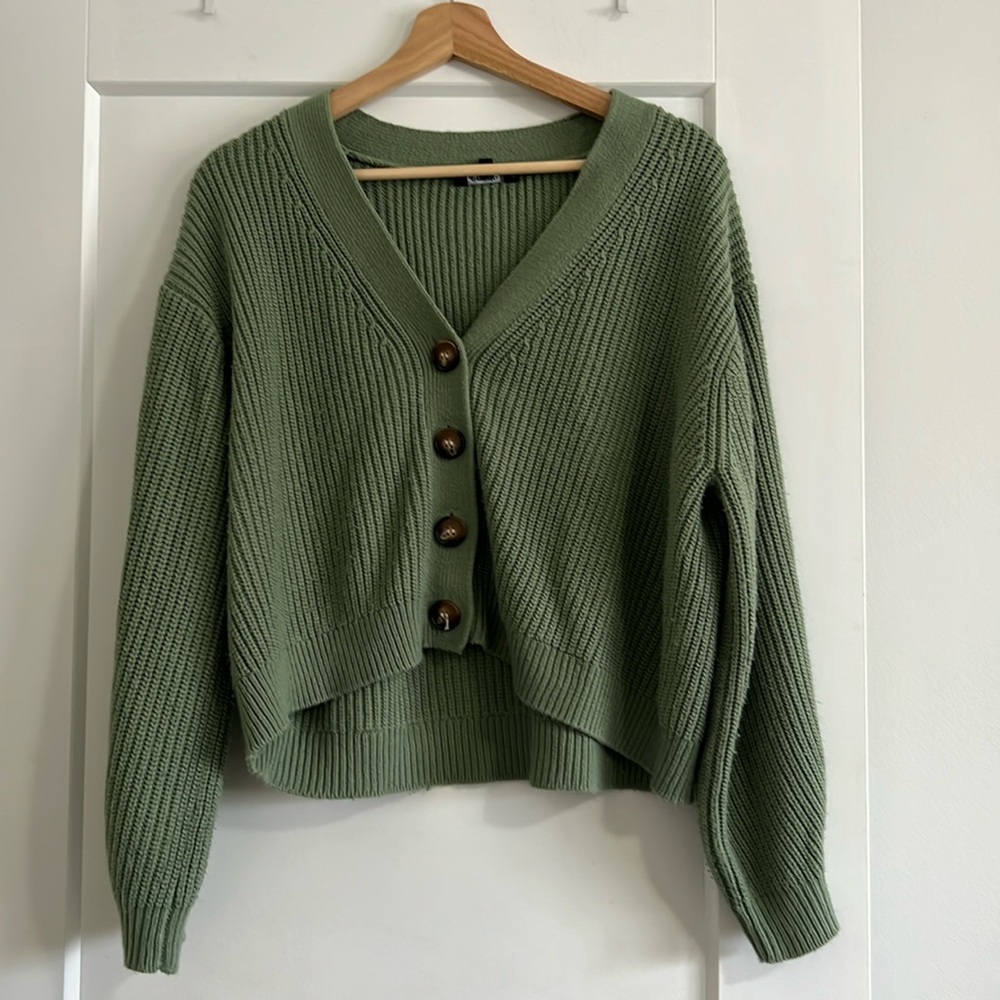 Spring green button up sweater